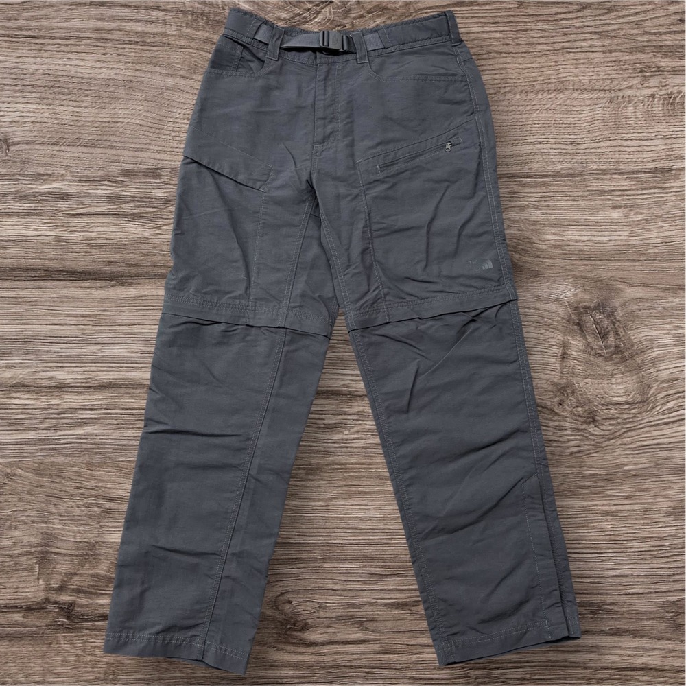 The North Face Mens Convertible Hiking Pants Gray Size Small Short Zip Off Cargo